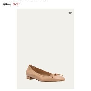 Stuart Weitzman Tan Leather Ballet Flats with Bow
